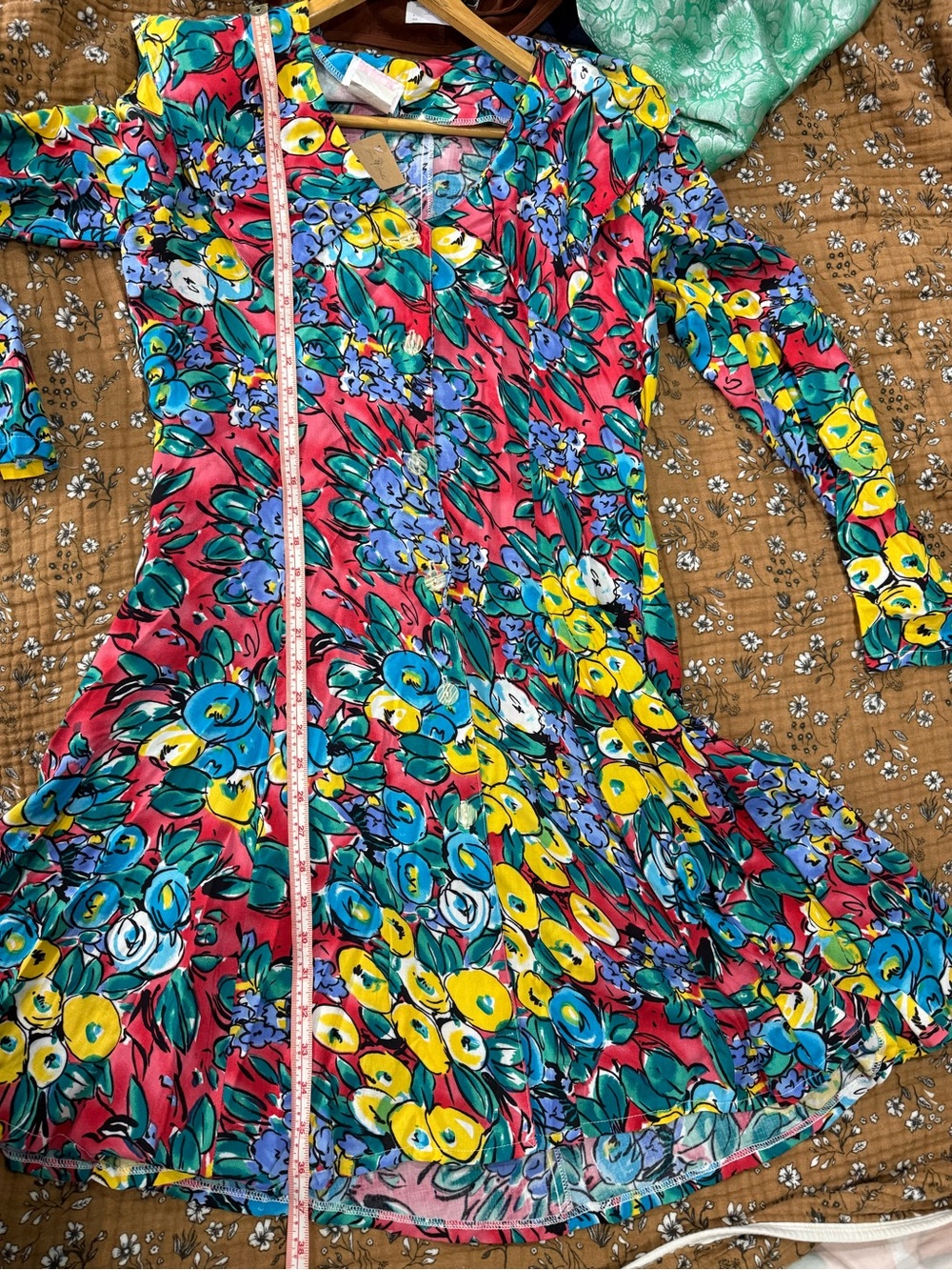 Vintage 80s/90s Mariposa Floral Rayon Mini Dress Square Sailor Collar M/13 - Picture 10 of 11
